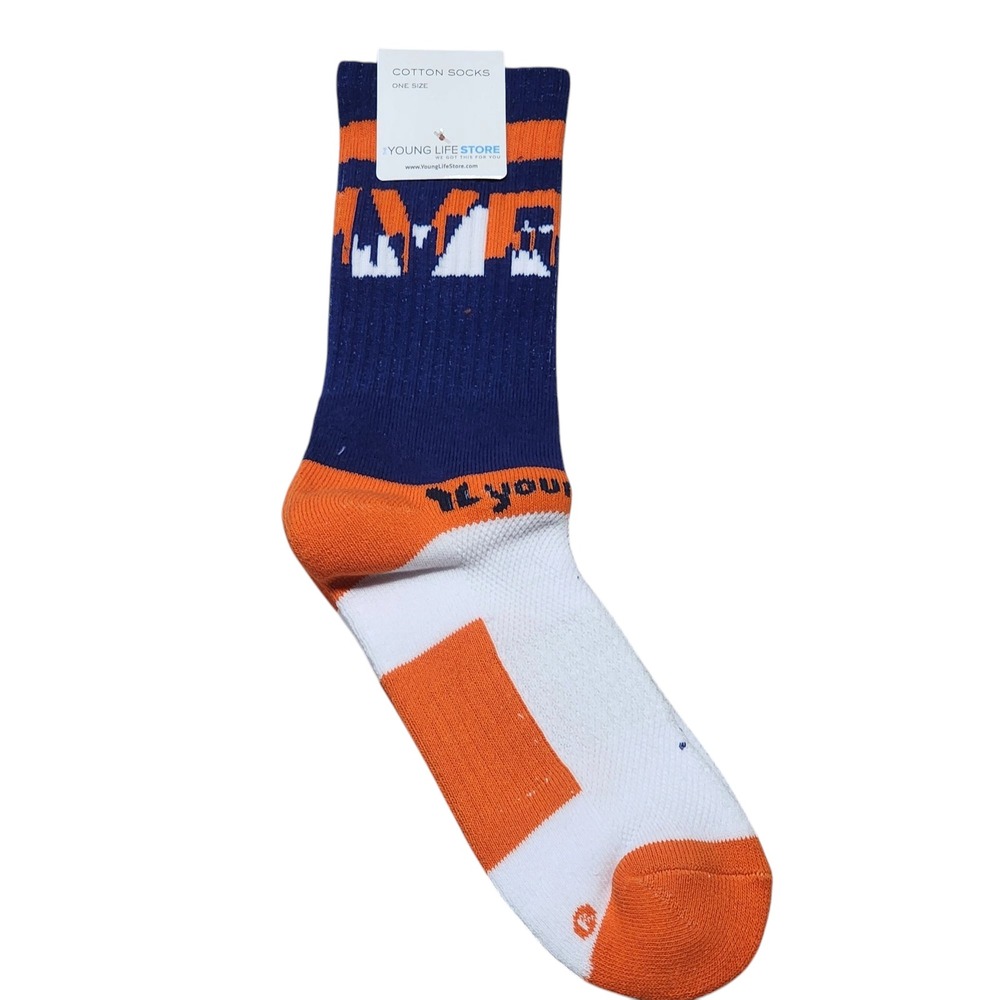 NEW Young Life Store Cotton‎ Socks Athletic Crew Socks One Size (L) NWT